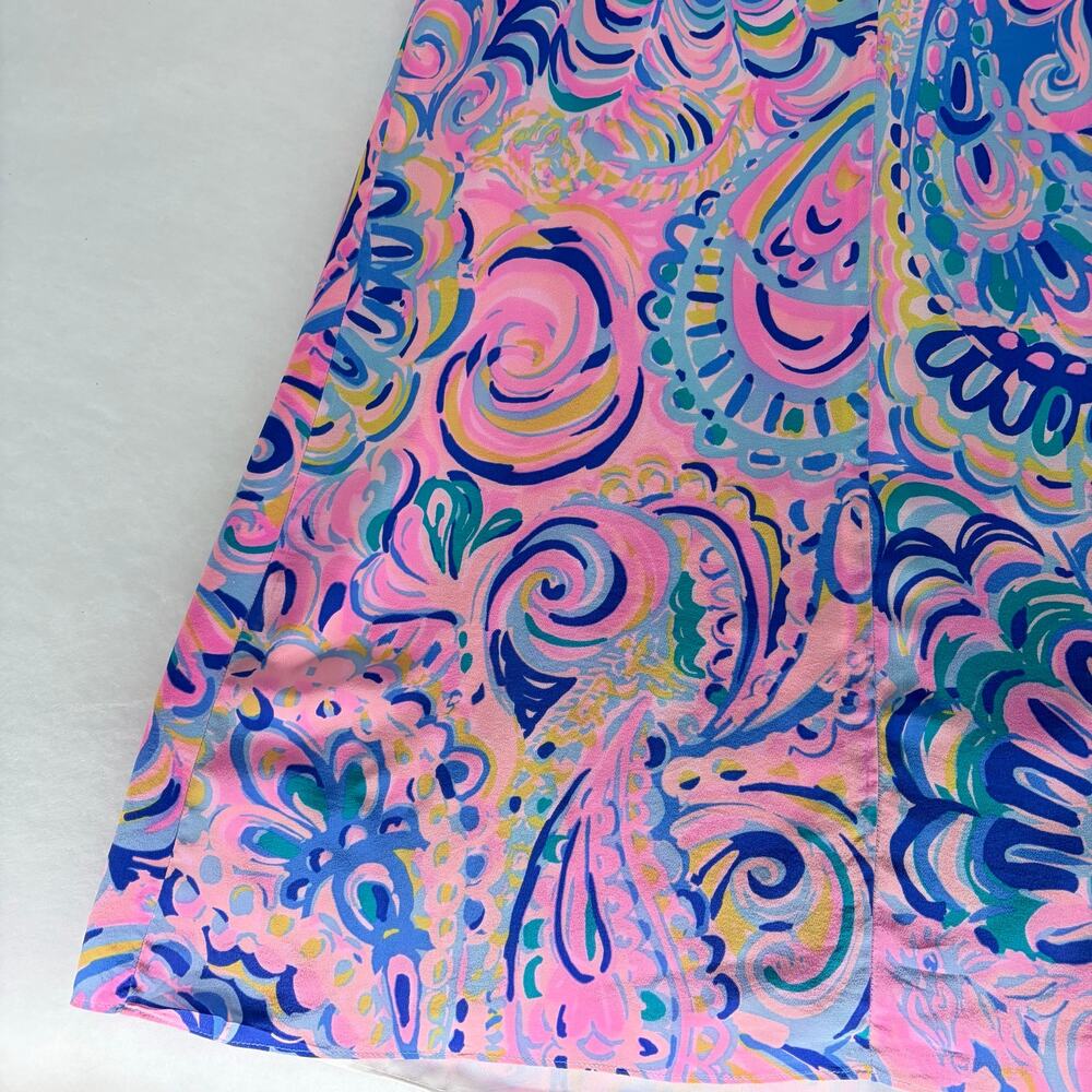 Lilly Pulitzer Spaghetti Strap Mini Slip Dress Size L Pink Blue Abstract Print - Picture 14 of 14